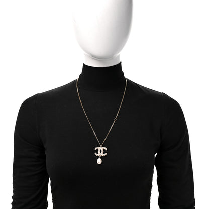 Chanel Crystal Pearl CC Drop Necklace Gold 2 of 5