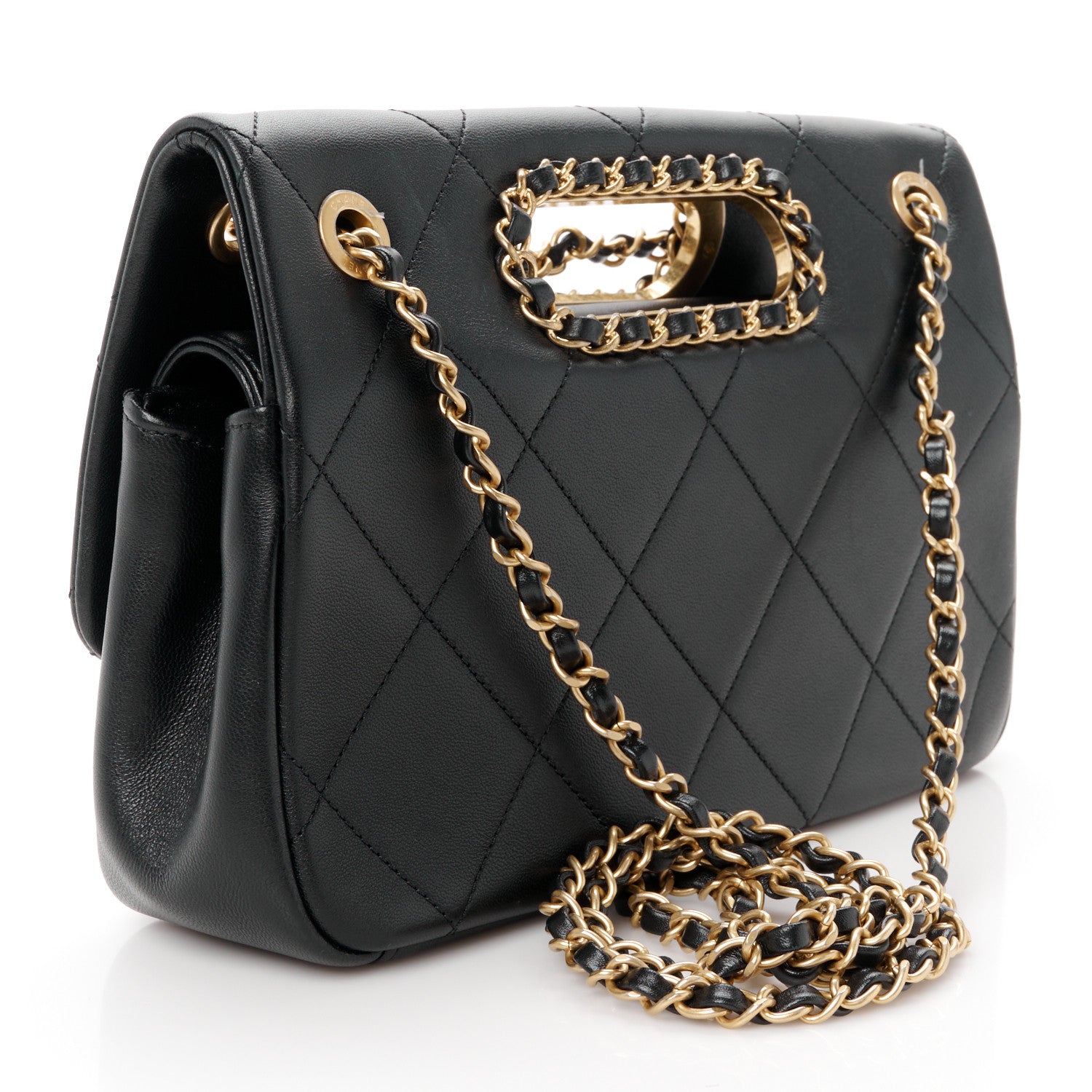 Chanel Lambskin Small A Real Catch Flap Bag Black 3 of 12