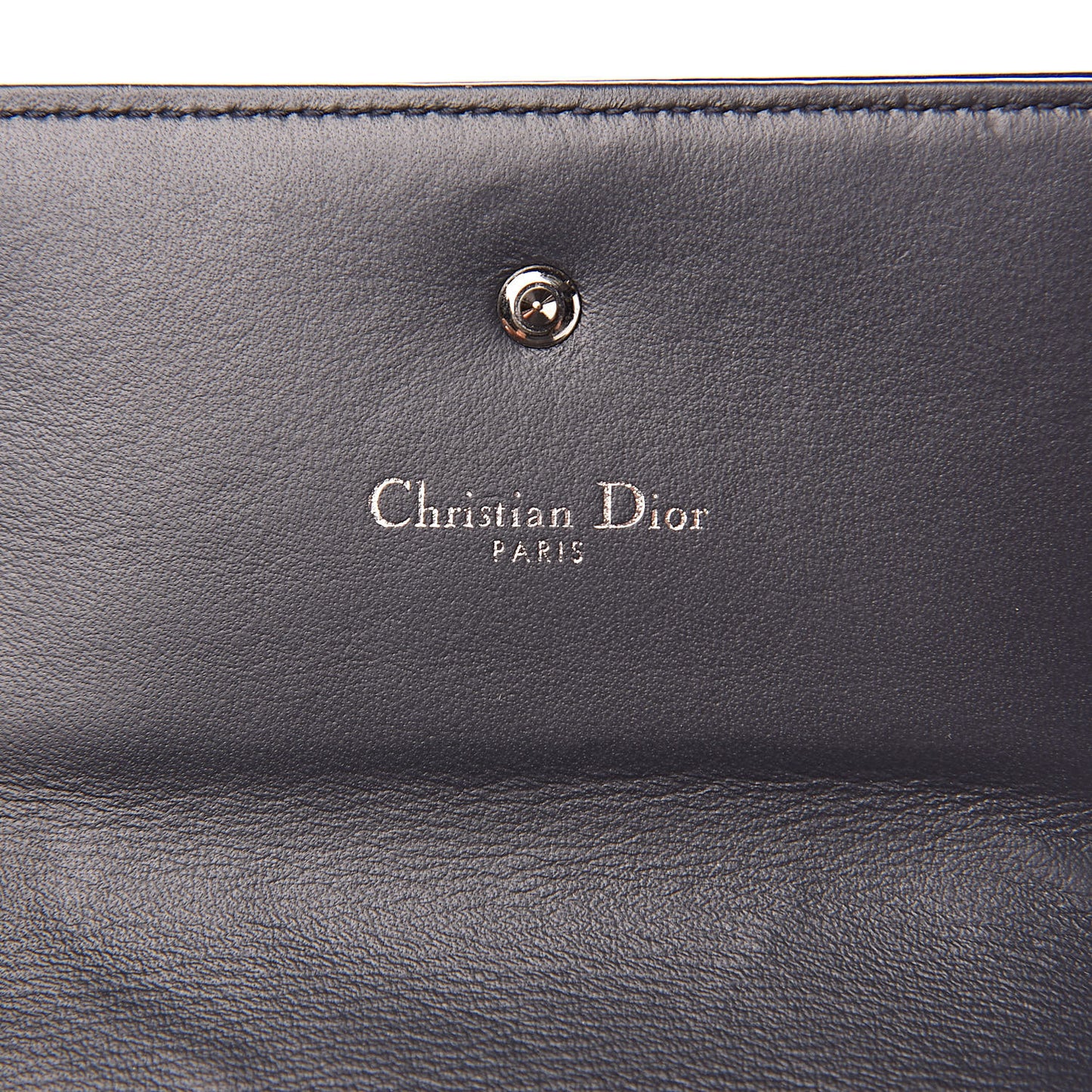 Metallic Patent Micro-Cannage Diorama Elancee Wallet Mirror Blue
