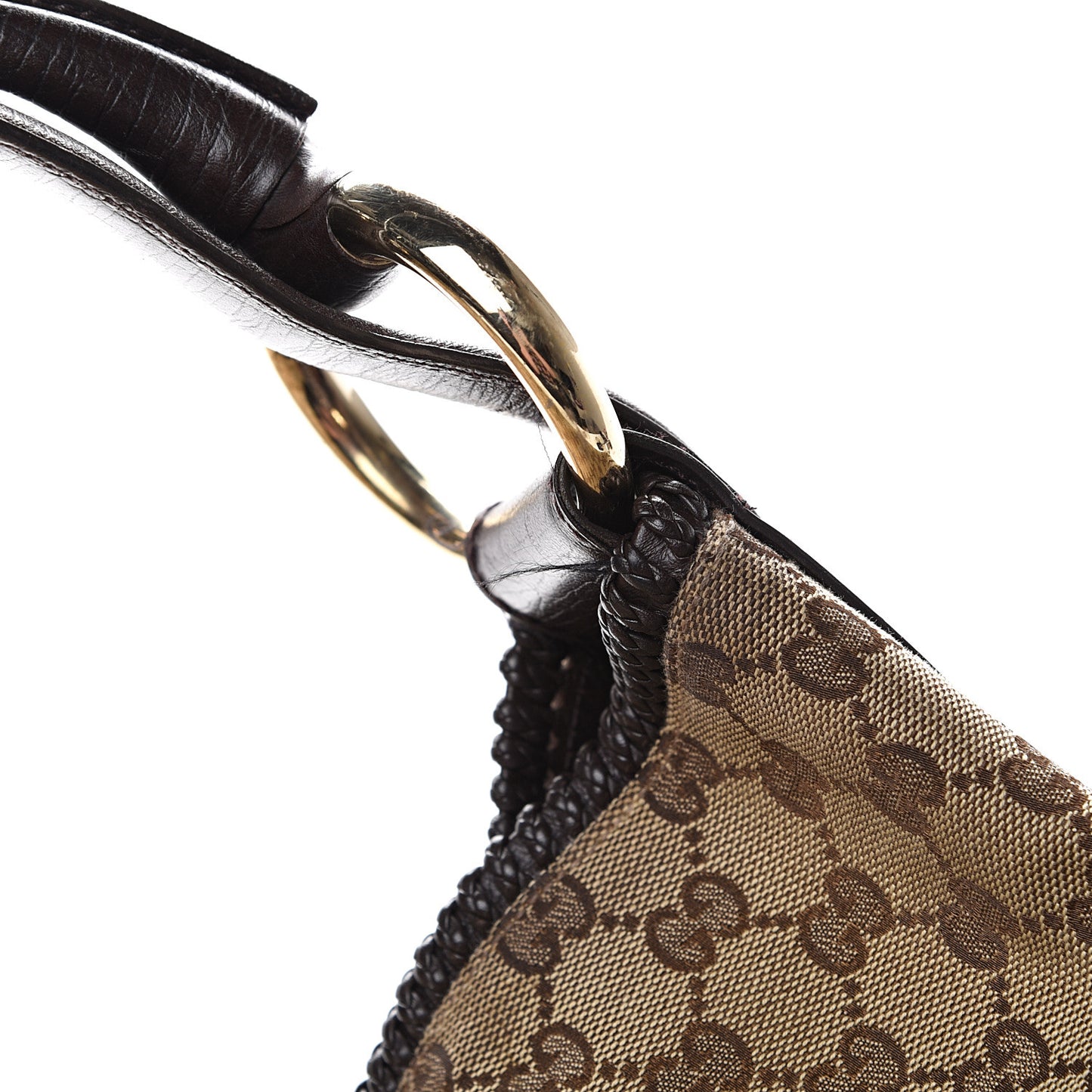 Monogram Large Horsebit Chain Hobo Dark Brown