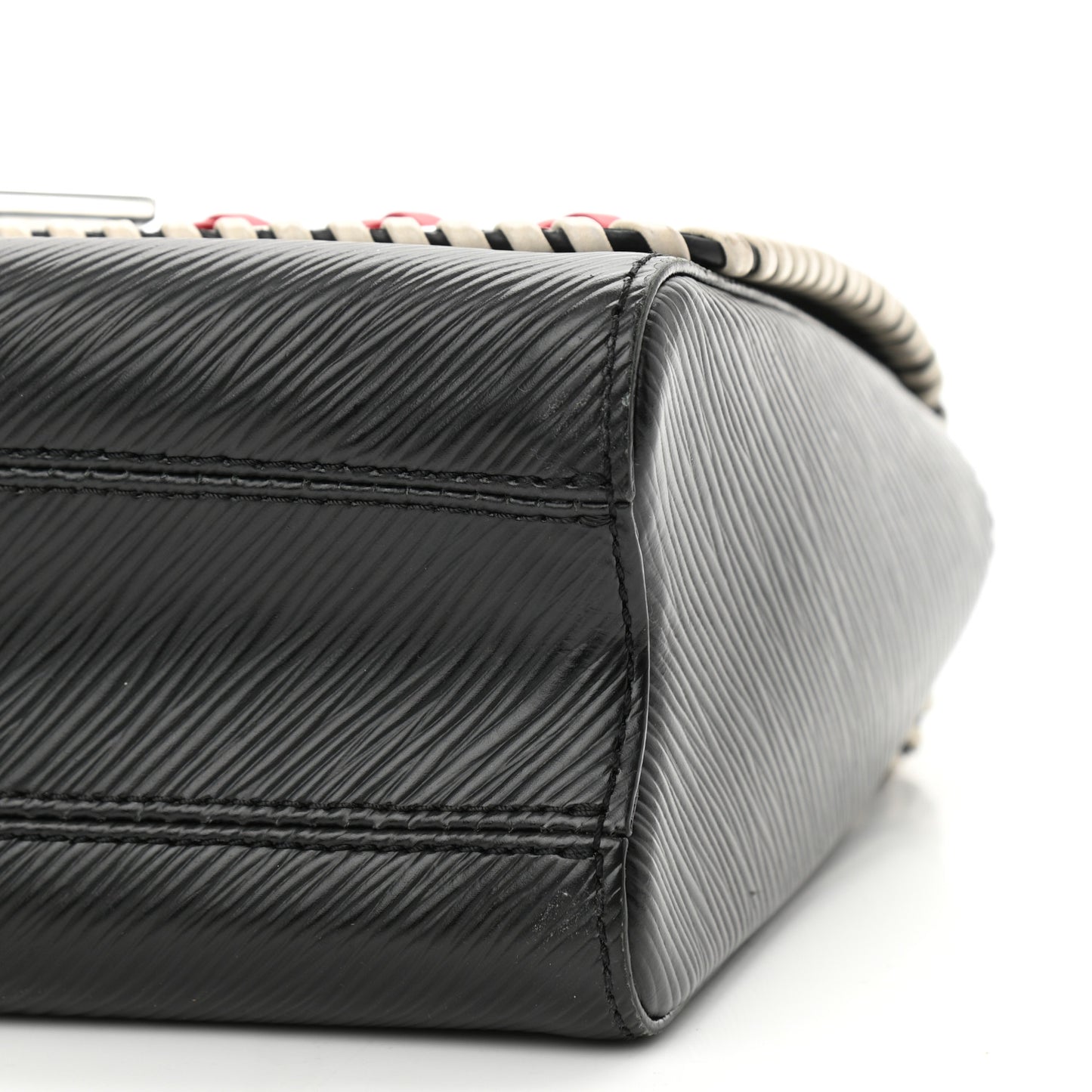 Epi Embroidered Twist Shoulder Bag MM Black
