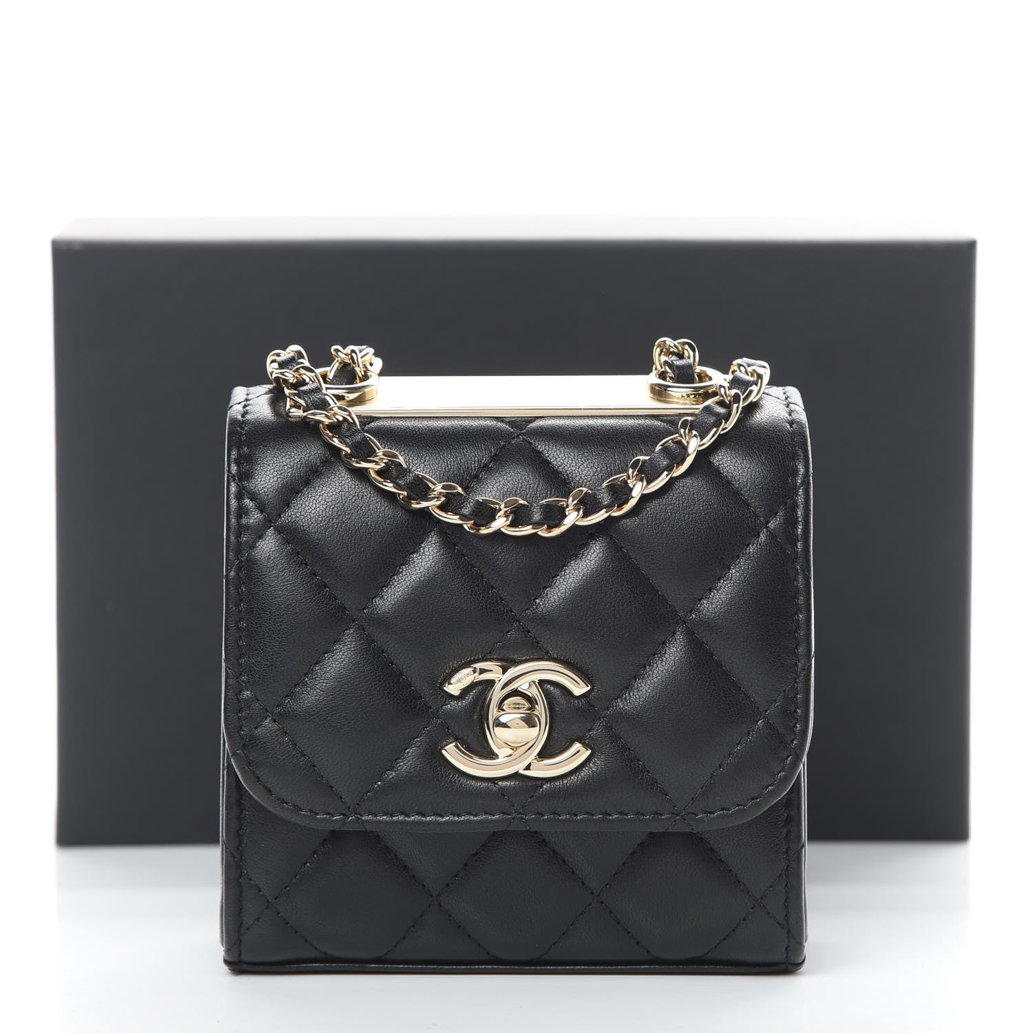 Chanel Lambskin Quilted Mini Trendy CC Chain Wallet Black 15 of 15