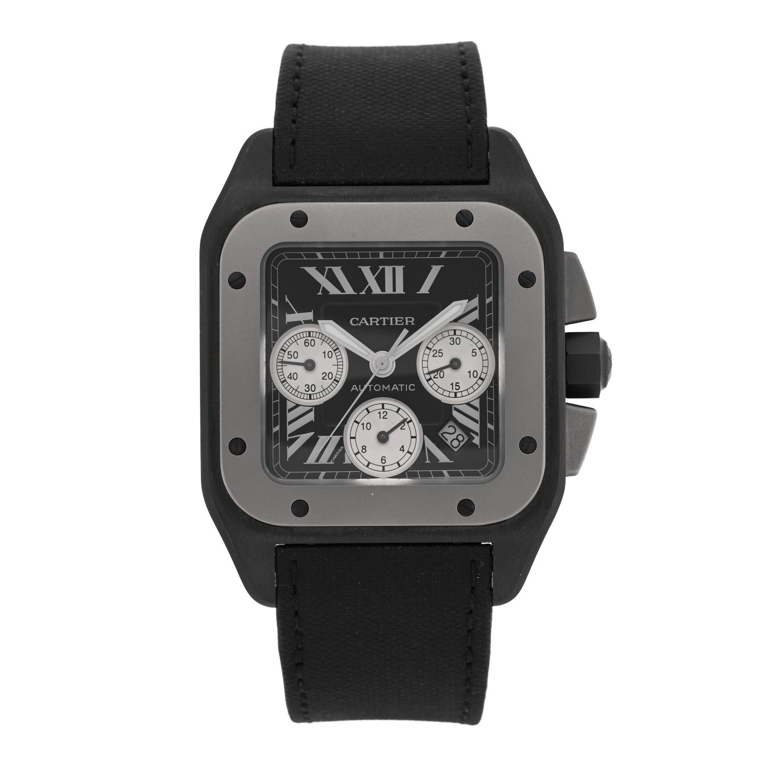 Cartier ADLC Titanium Nylon 41mm Santos 100 Chronograph Automatic Watch Black 1 of 5