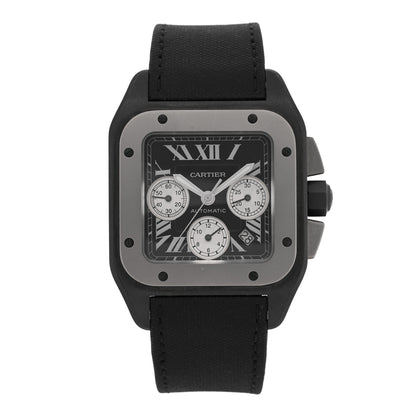 Cartier ADLC Titanium Nylon 41mm Santos 100 Chronograph Automatic Watch Black 1 of 5