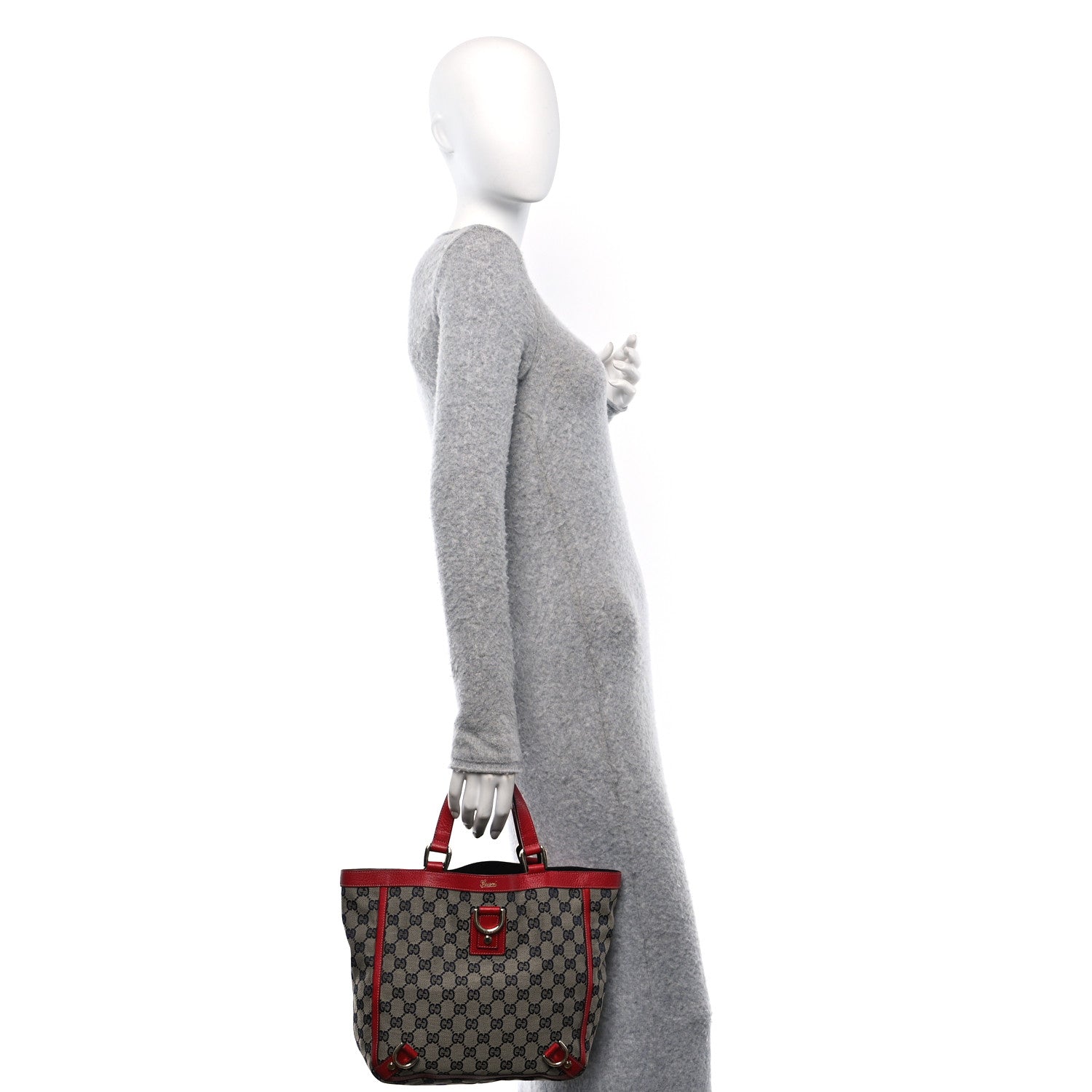 Gucci Monogram Abbey Small Tote Navy Red 2 of 10