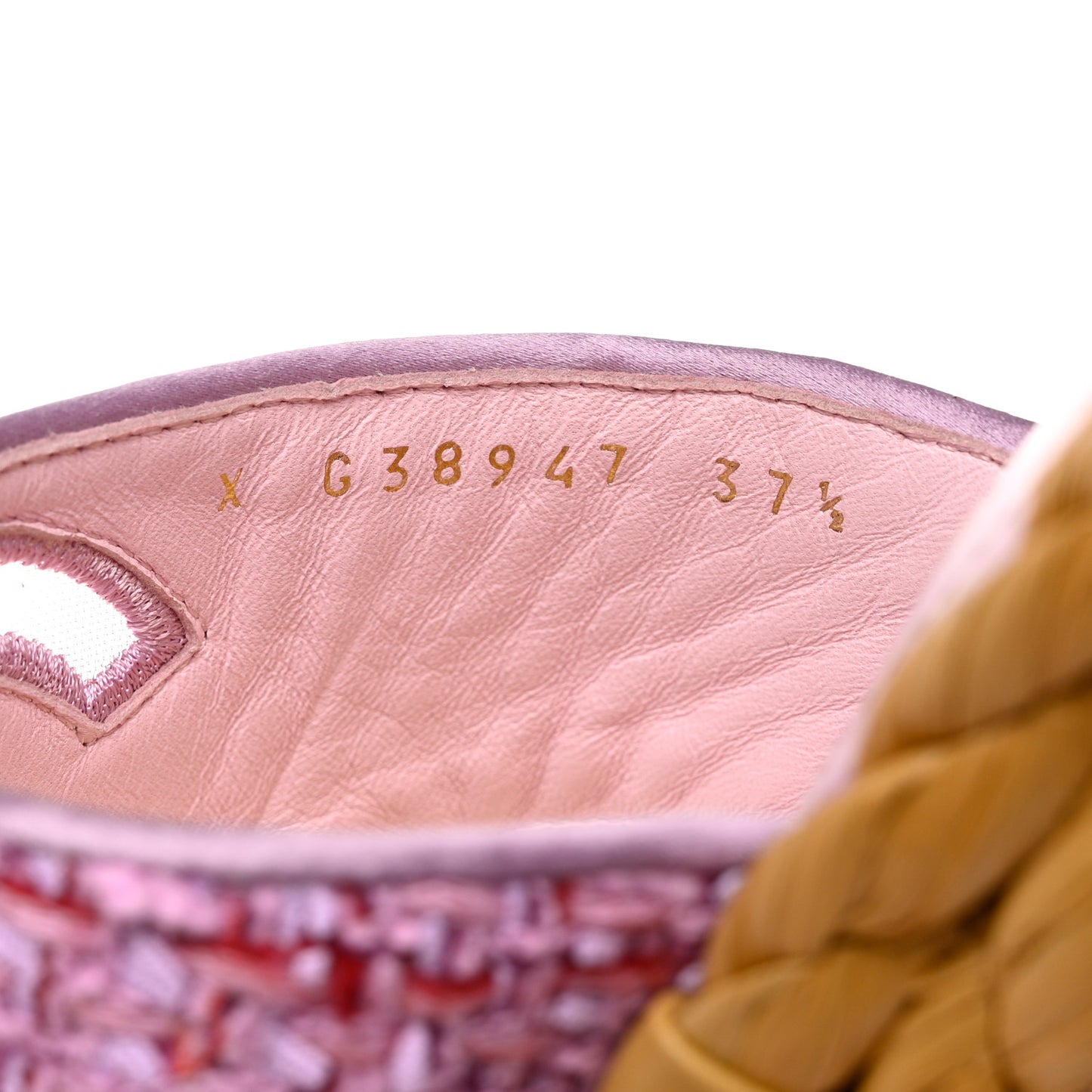 Tweed CC Thong Sandals 37.5 Light Purple Pink Red
