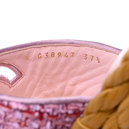 Chanel Tweed CC Thong Sandals 37.5 Light Purple Pink Red 7 of 9