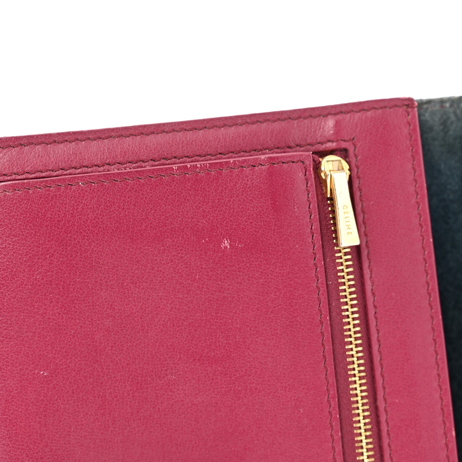 Celine Grained Shiny Calfskin Large Multifunction Strap Wallet Steel Blue 10 of 14