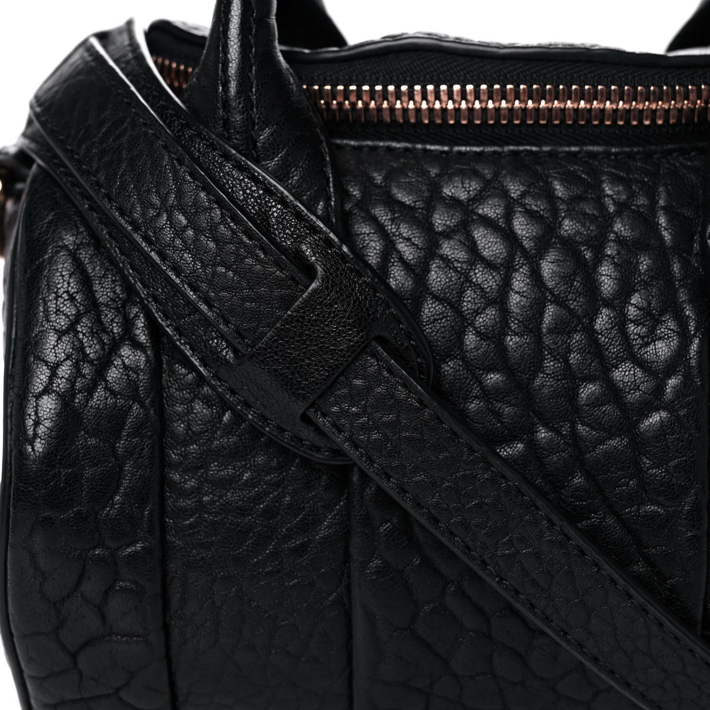 Pebbled Lambskin Mini Rockie Black Rose Gold Hardware