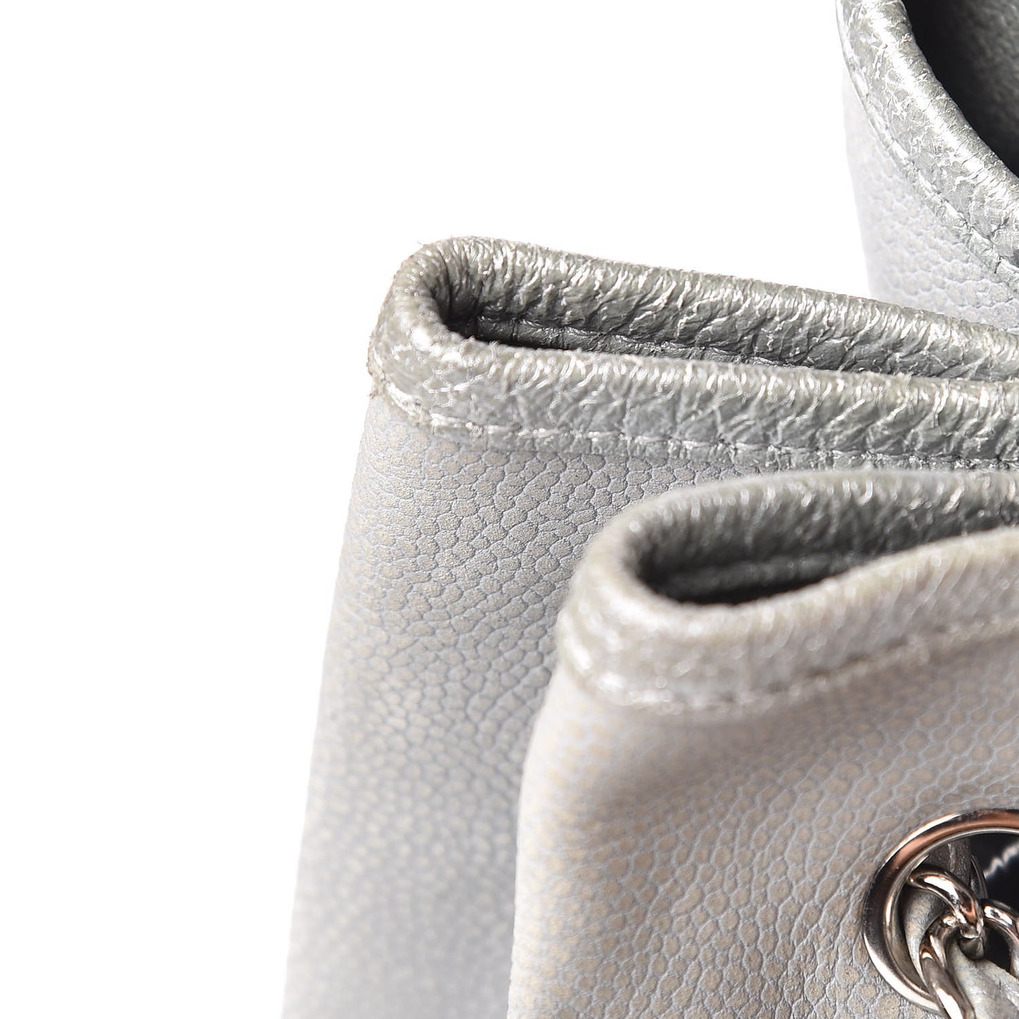 Iridescent Caviar Camellia Flower Shopping Tote Grey