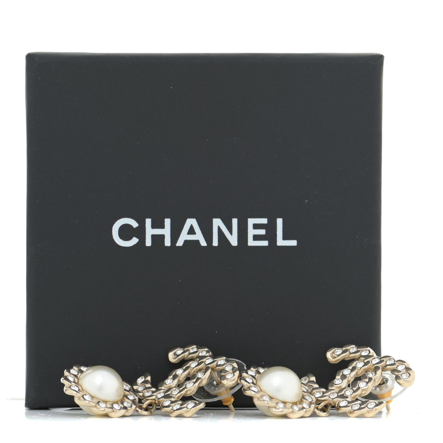 Crystal Pearl Pearls Coronation CC Drop Earrings Gold