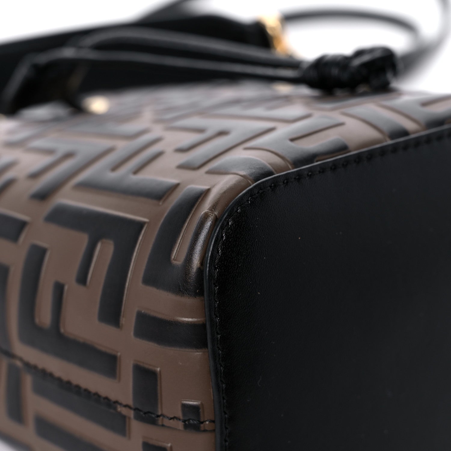 Fendi Vitello Liberty F is Fendi Bi-Color FF 1974 Embossed Mini Mon Tresor Bucket Bag Maya Black 9 of 14