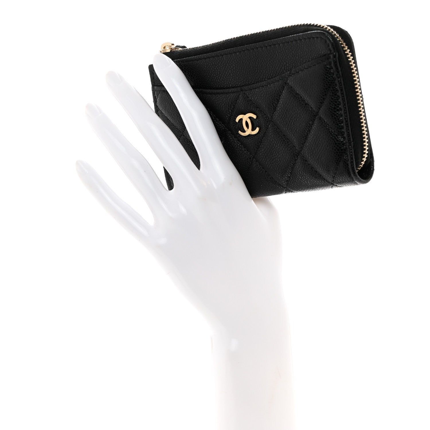 Chanel Caviar Quilted CC Zip Around Card Holder Black 2 of 8