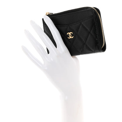 Chanel Caviar Quilted CC Zip Around Card Holder Black 2 of 8