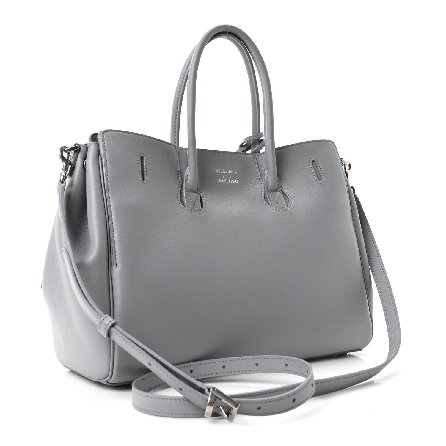 Balenciaga Smooth Calfskin Small Bel Air Carry All Bag Cloud Grey 3 of 9
