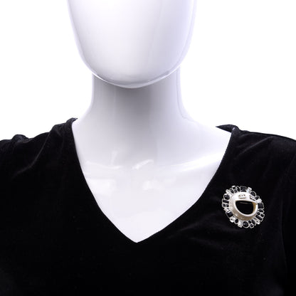 Chanel Crystal CC Smiley Emoji Brooch Silver 2 of 6