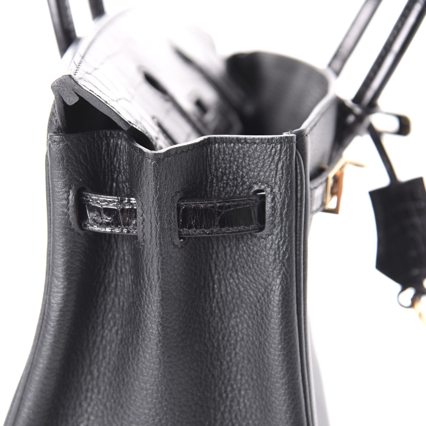 Taurillon Novillo Shiny Niloticus Crocodile Birkin Touch 25 Black