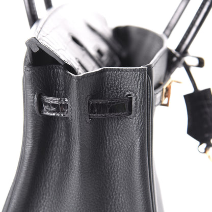 Hermes Taurillon Novillo Shiny Niloticus Crocodile Birkin Touch 25 Black 13 of 37