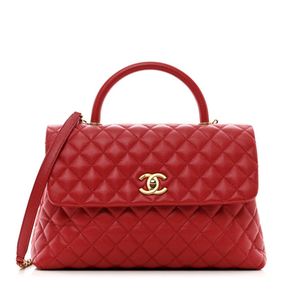 Chanel Caviar Quilted Medium Coco Handle Flap Dark Red 1 of 10
