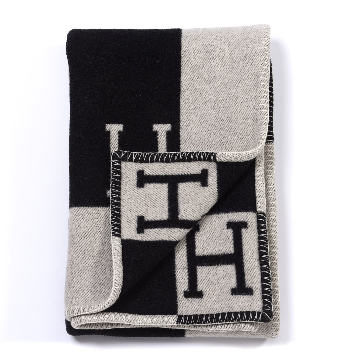 Wool Cashmere Avalon Blanket Ecru Gris Fonce