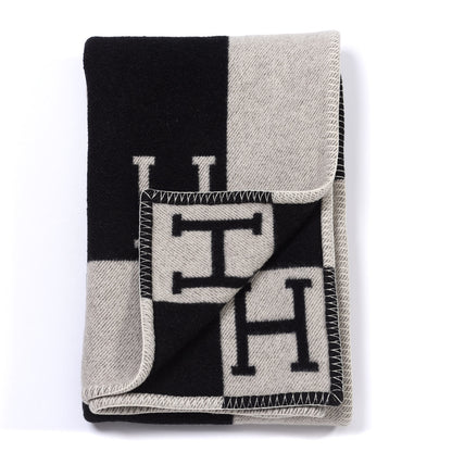 Hermes Wool Cashmere Avalon Blanket Ecru Gris Fonce 2 of 3