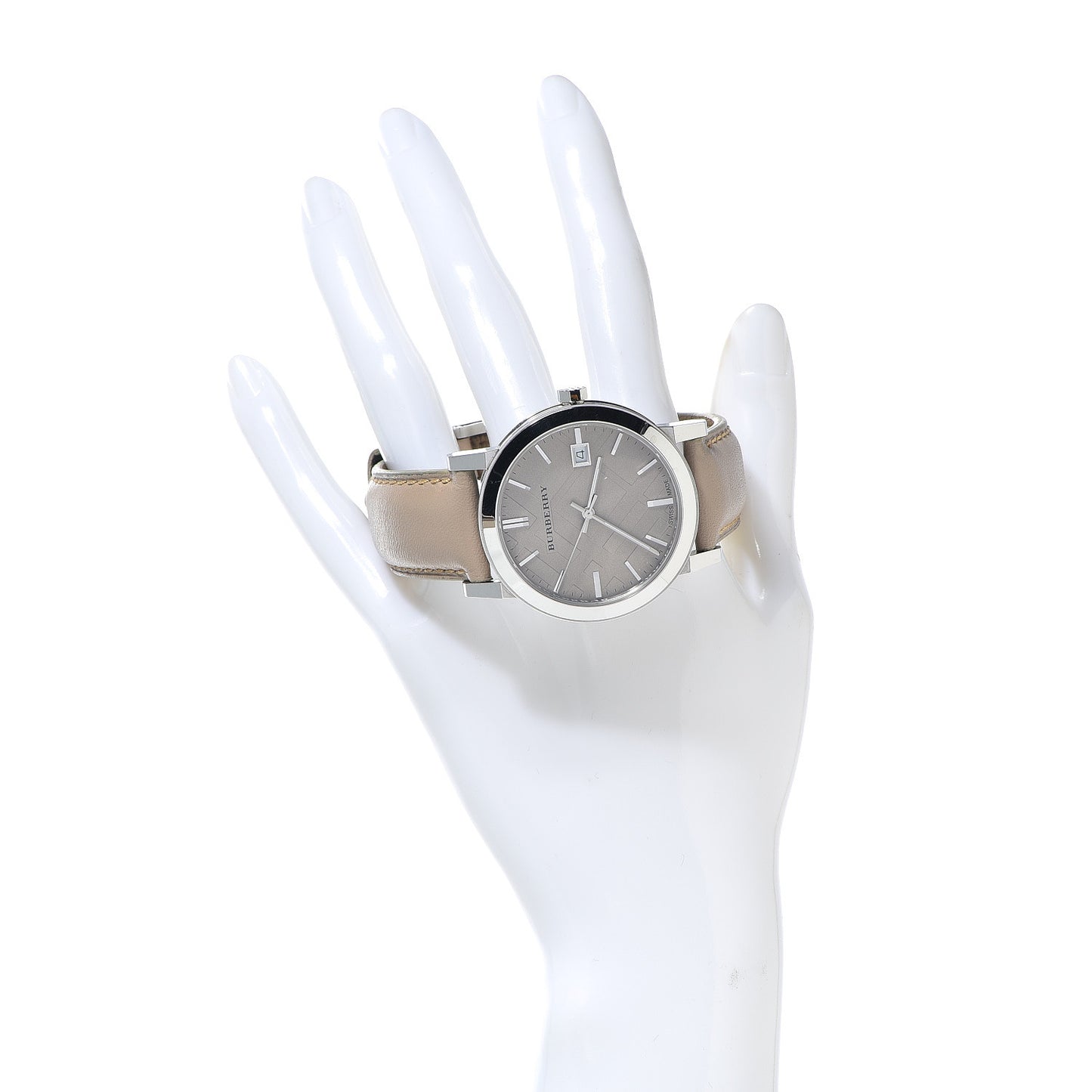 Stainless Steel Calfskin 38mm The City Quartz Watch Beige BU9010