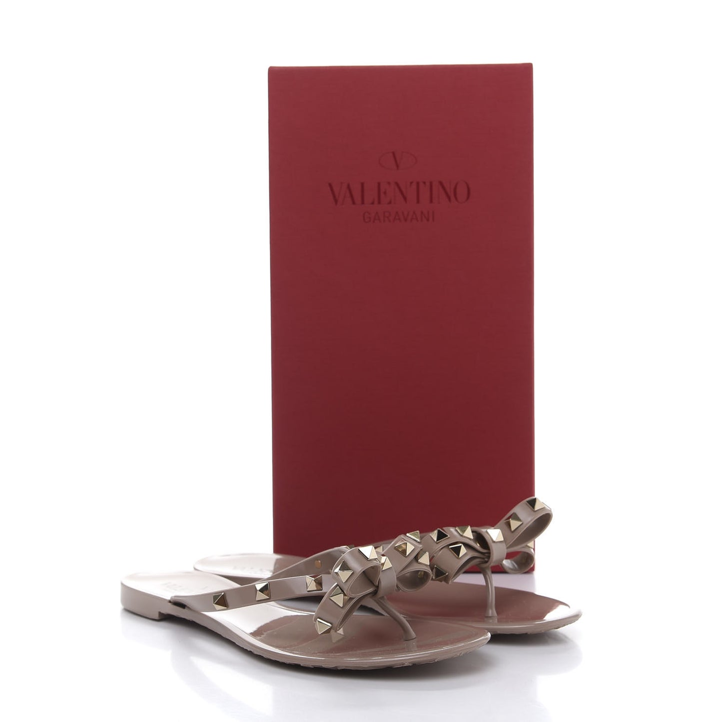 PVC Jelly Rockstud Bow Thong Sandals 38 Poudre