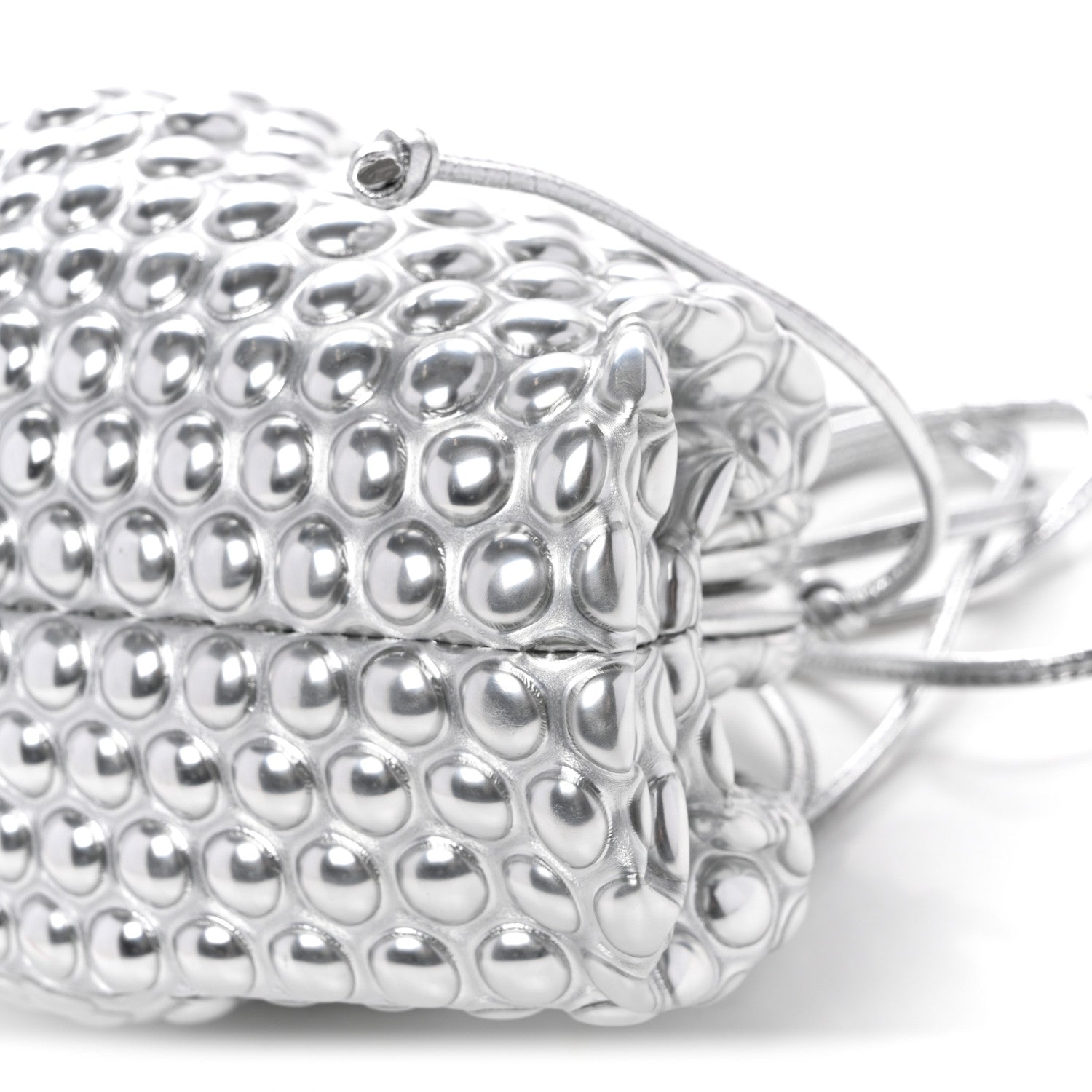 Bottega Veneta Metallic Fabric Bubble Wrap The Mini Pouch Silver 9 of 9