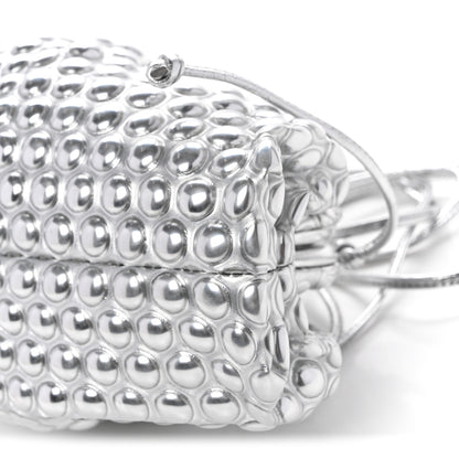 Bottega Veneta Metallic Fabric Bubble Wrap The Mini Pouch Silver 9 of 9