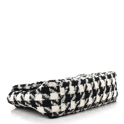 Chanel Tweed Quilted Maxi Chanel 19 Flap Black Ecru White 4 of 10