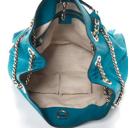 Gucci Vitello Range Medium Soho Chain Shoulder Bag Deep Cobalt 5 of 16