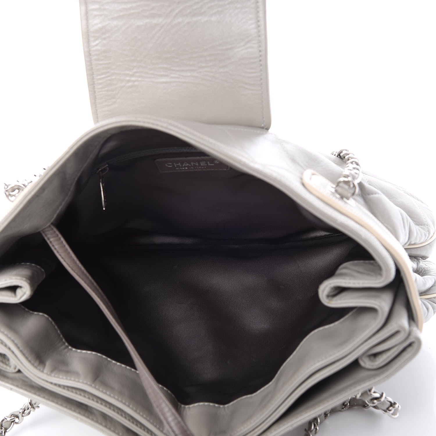 Chanel Lambskin Quilted Mademoiselle Accordion Tote Grey 6 of 10