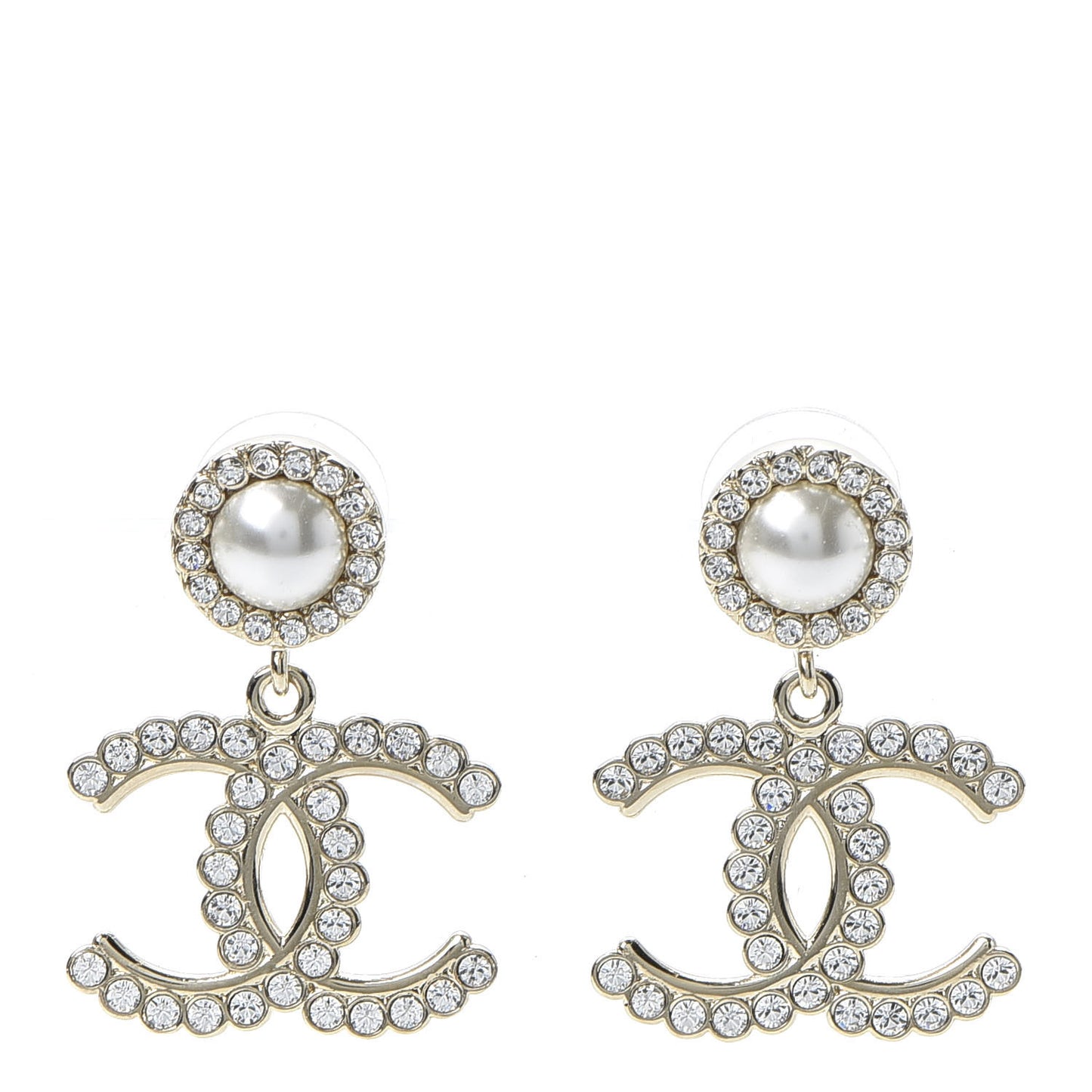 Crystal Pearl Bow-tiful CC Drop Earrings Gold