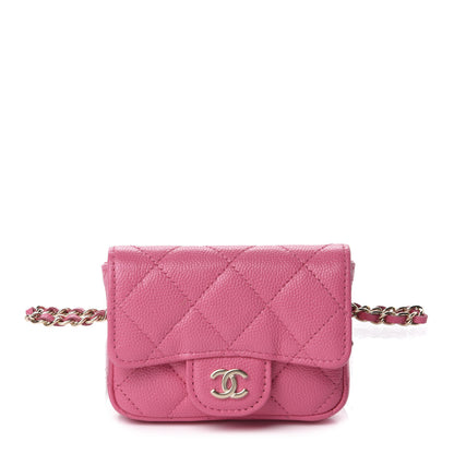 Chanel Caviar Quilted Flap Chain Waist Bag Pink 1 of 12