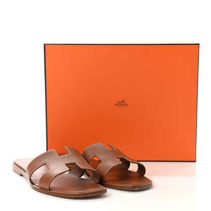 Hermes Box Calfskin Oran Sandals 40.5 Gold 11 of 11