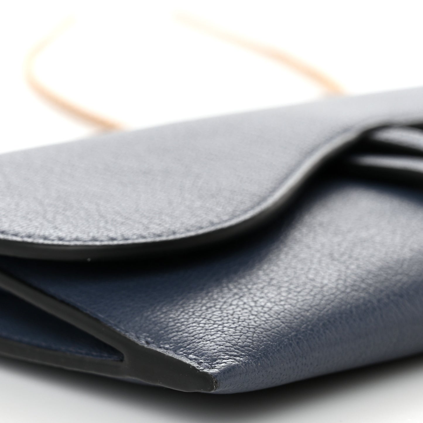 Goatskin Saddle Long Wallet With Chain Dark Blue