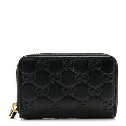 Gucci Guccissima Zip Around Coin Purse Wallet Black 1 of 10
