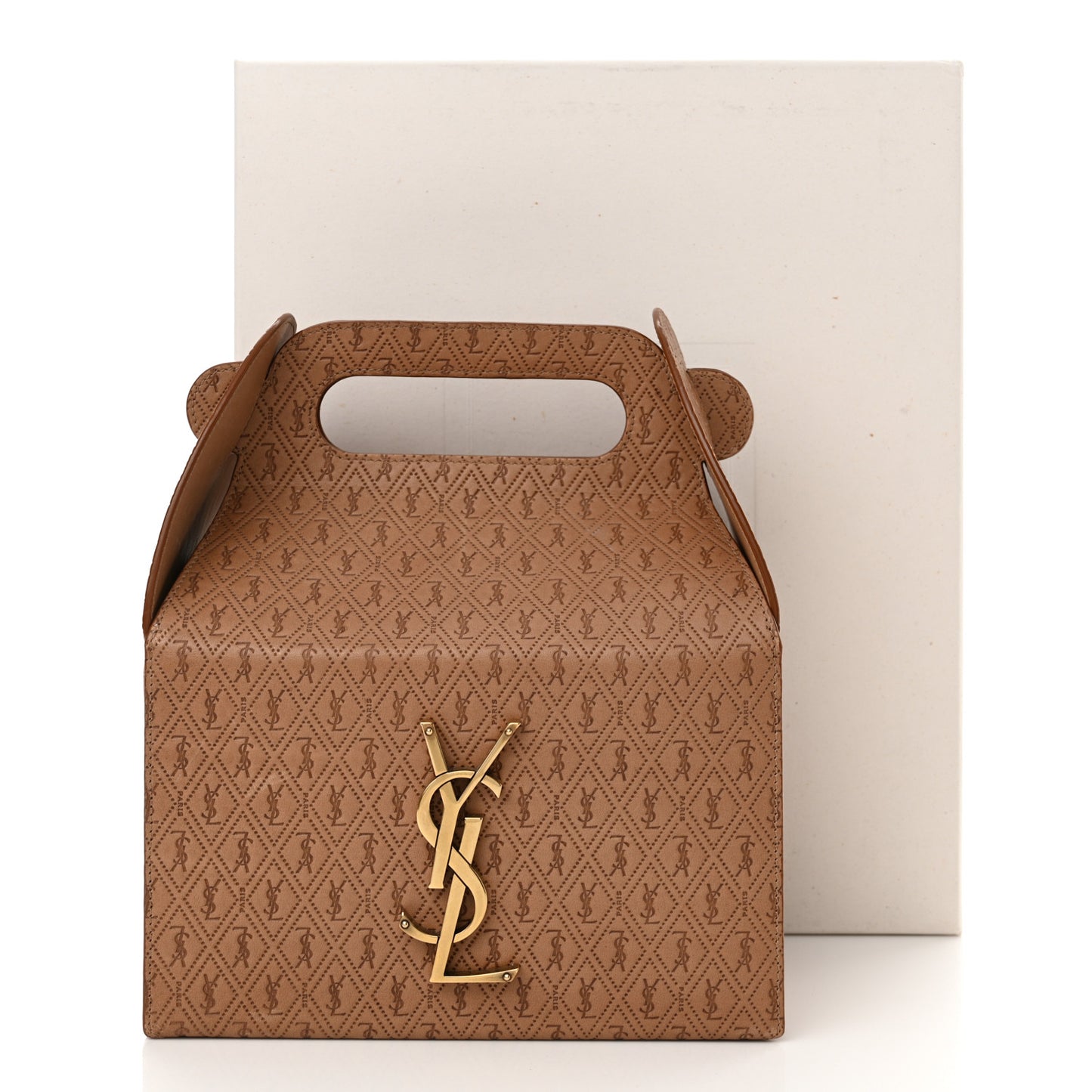 Calfskin Monogram Take Away Box Dusty Vintage Brown Gold