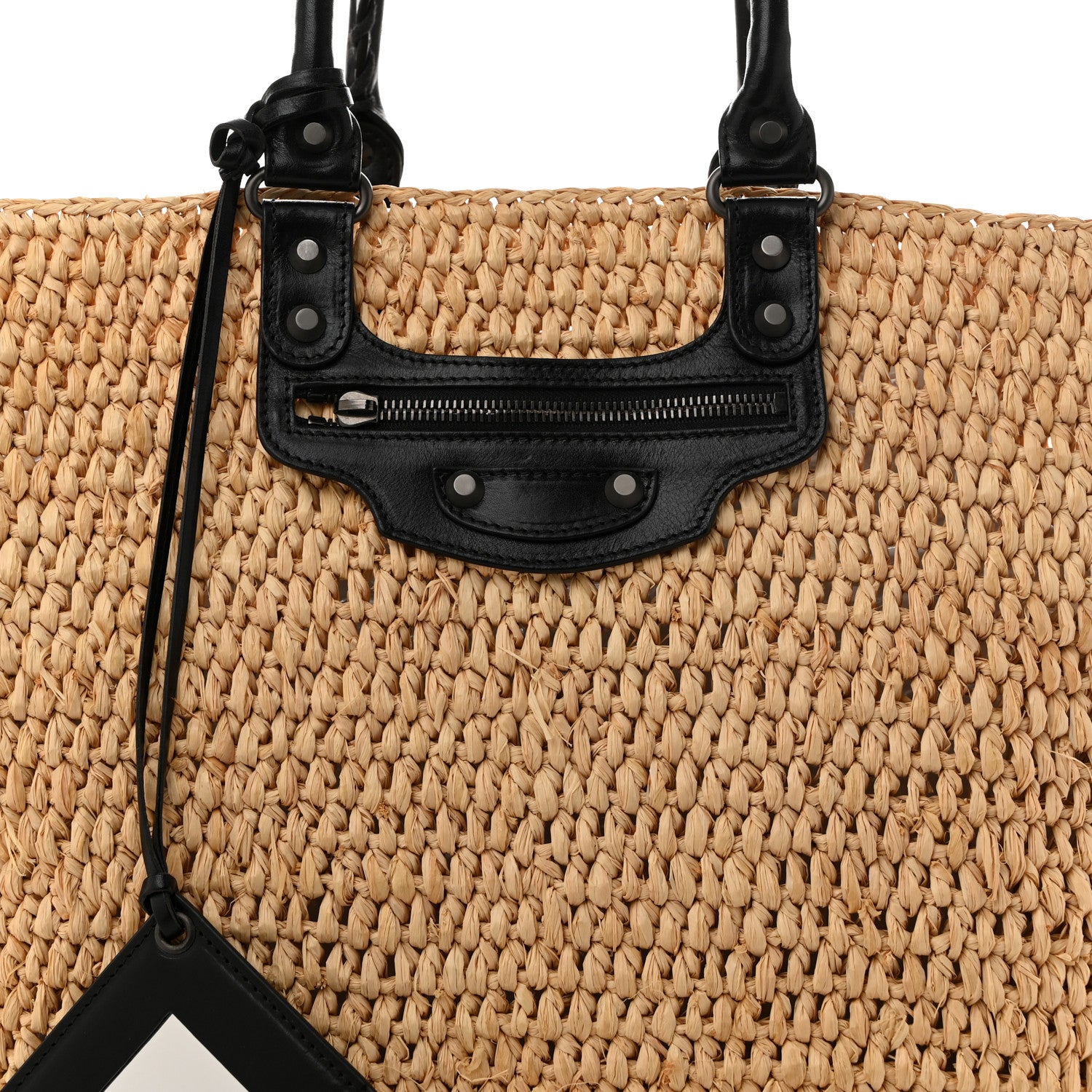 Balenciaga Raffia Woven Large Panier Tote Natural Black 9 of 11