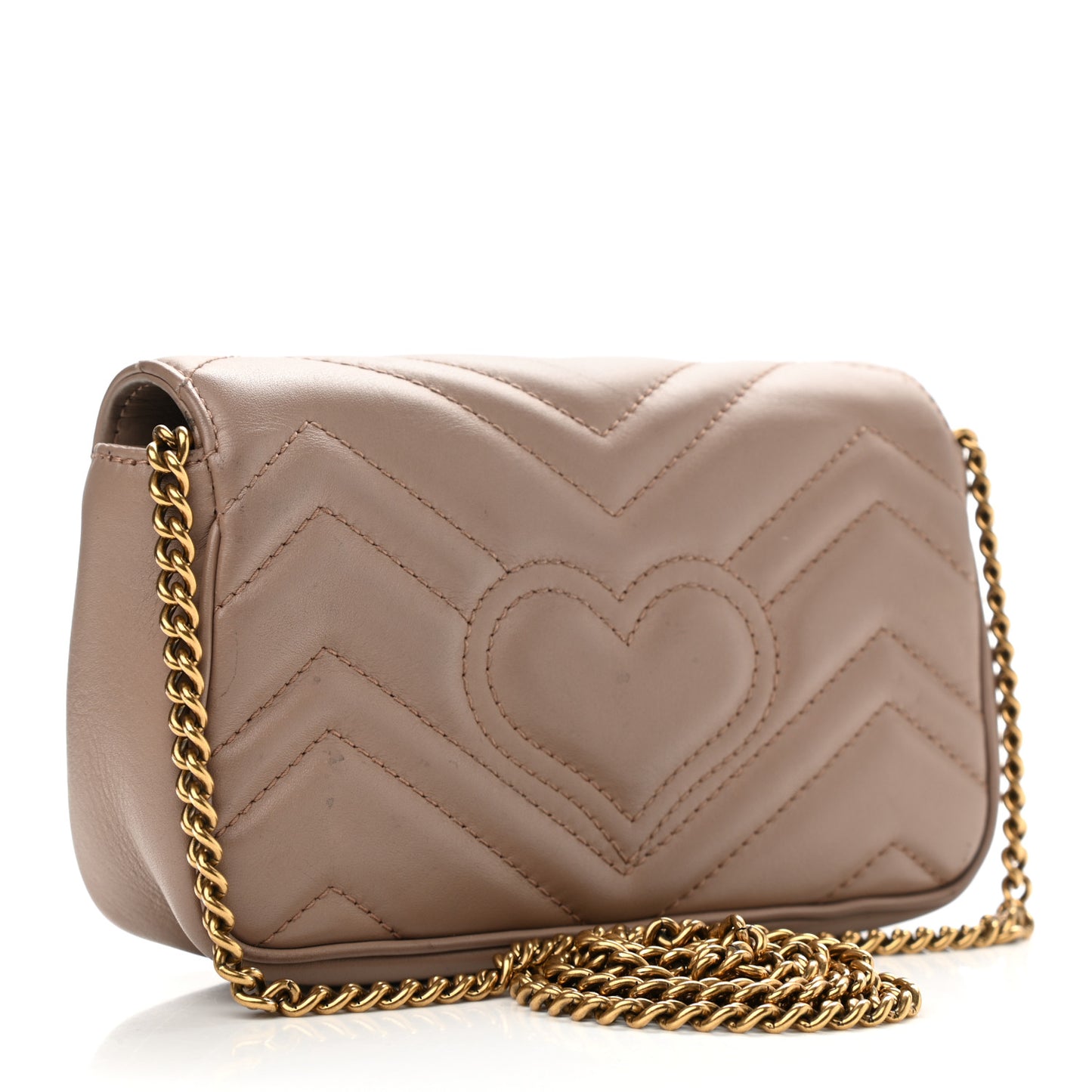 Calfskin Matelasse Super Mini GG Marmont Shoulder Bag Porcelain Rose