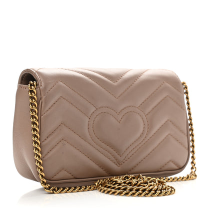 Gucci Calfskin Matelasse Super Mini GG Marmont Shoulder Bag Porcelain Rose 4 of 26