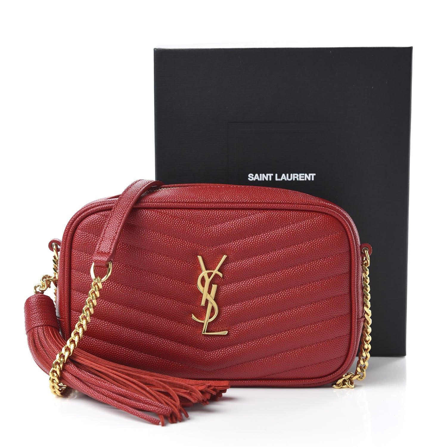 Saint Laurent Grain De Poudre Matelasse Monogram Mini Lou Camera Bag Eros Red 11 of 11