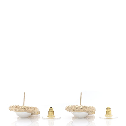 Chanel Crystal Pearl Textured CC Round Drop Earrings Gold 5 of 6