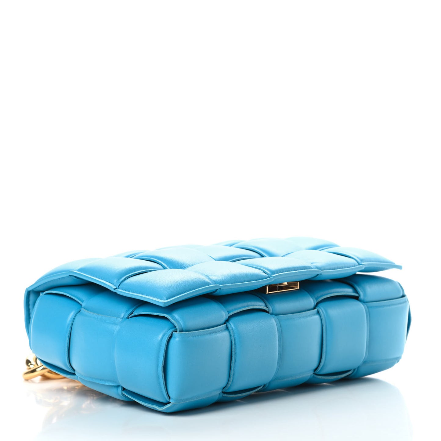 Lambskin Maxi Intreccio Padded Chain Cassette Crossbody Bag Swimming Pool
