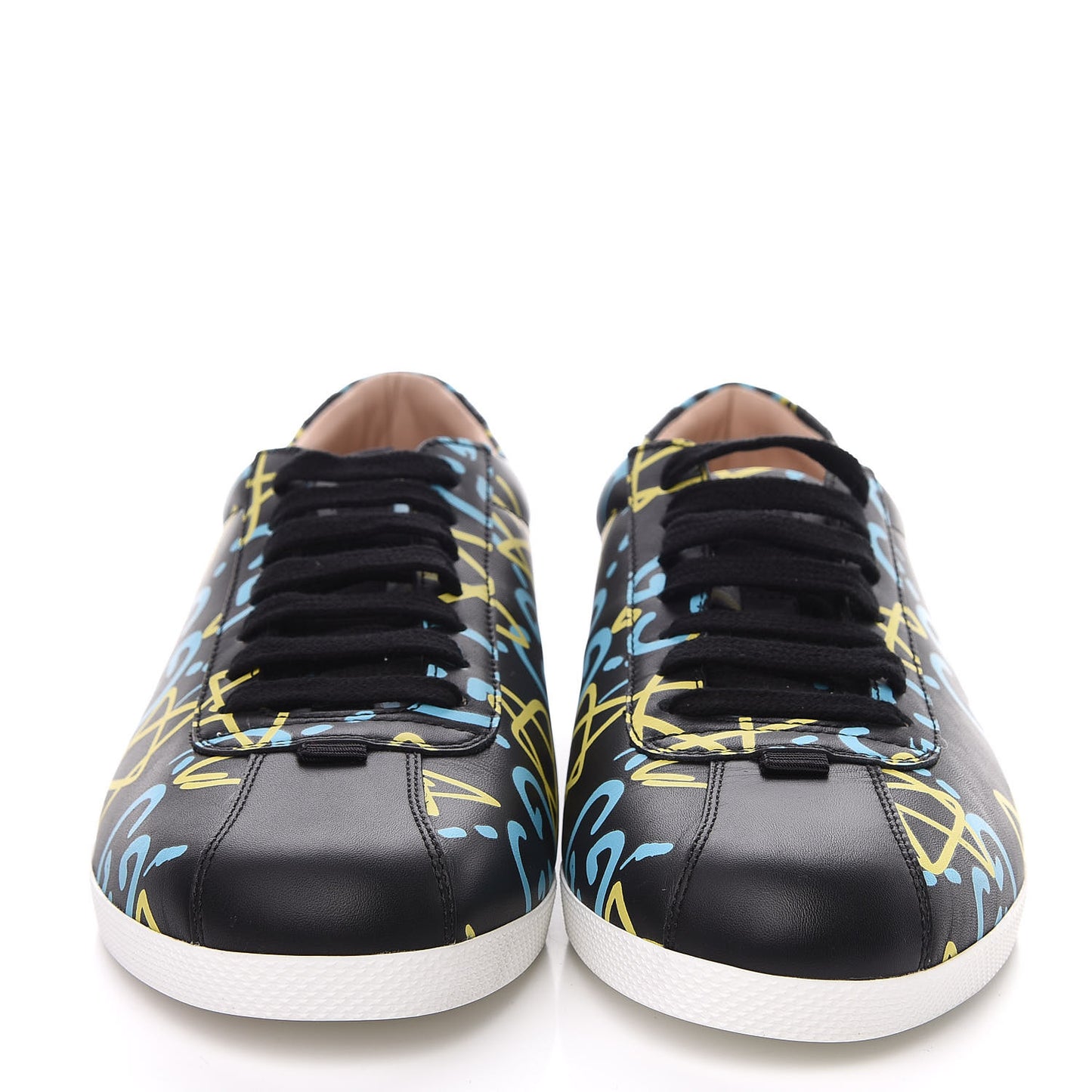 Calfskin GucciGhost Print Womens Low Top Sneakers 41 Black New Acquamarine
