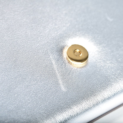 Saint Laurent Metallic Calfskin Classic Monogram Clutch Argento 7 of 8