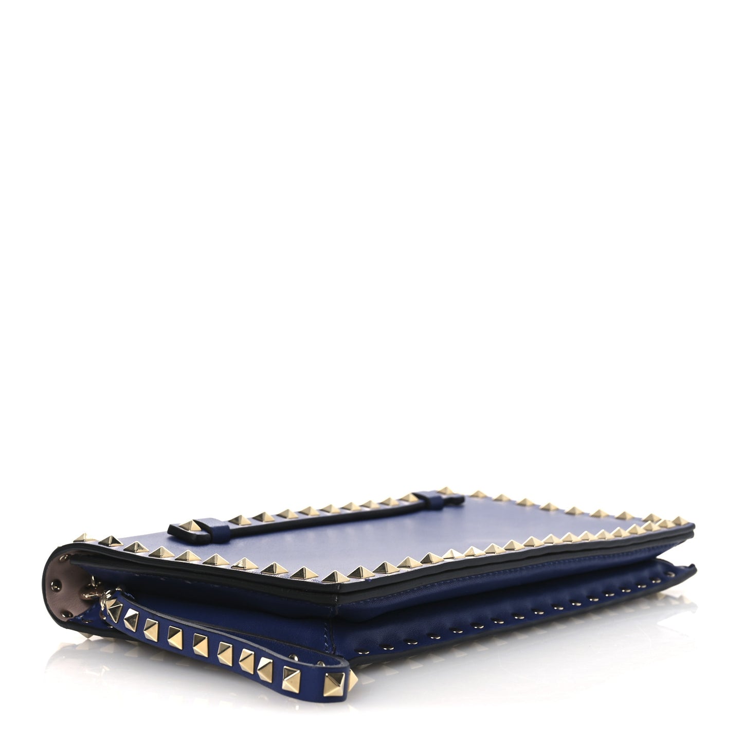 Nappa Rockstud Wristlet Clutch Blue