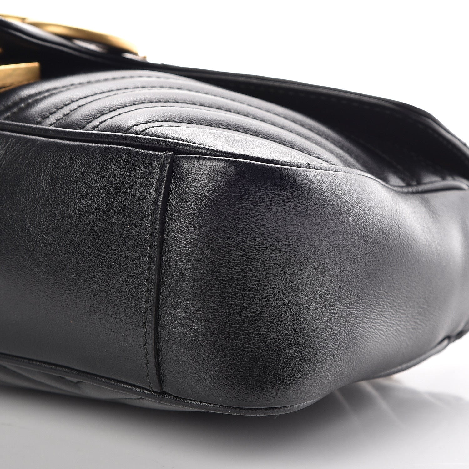 Gucci Calfskin Matelasse Small GG Marmont Shoulder Bag Black 6 of 9