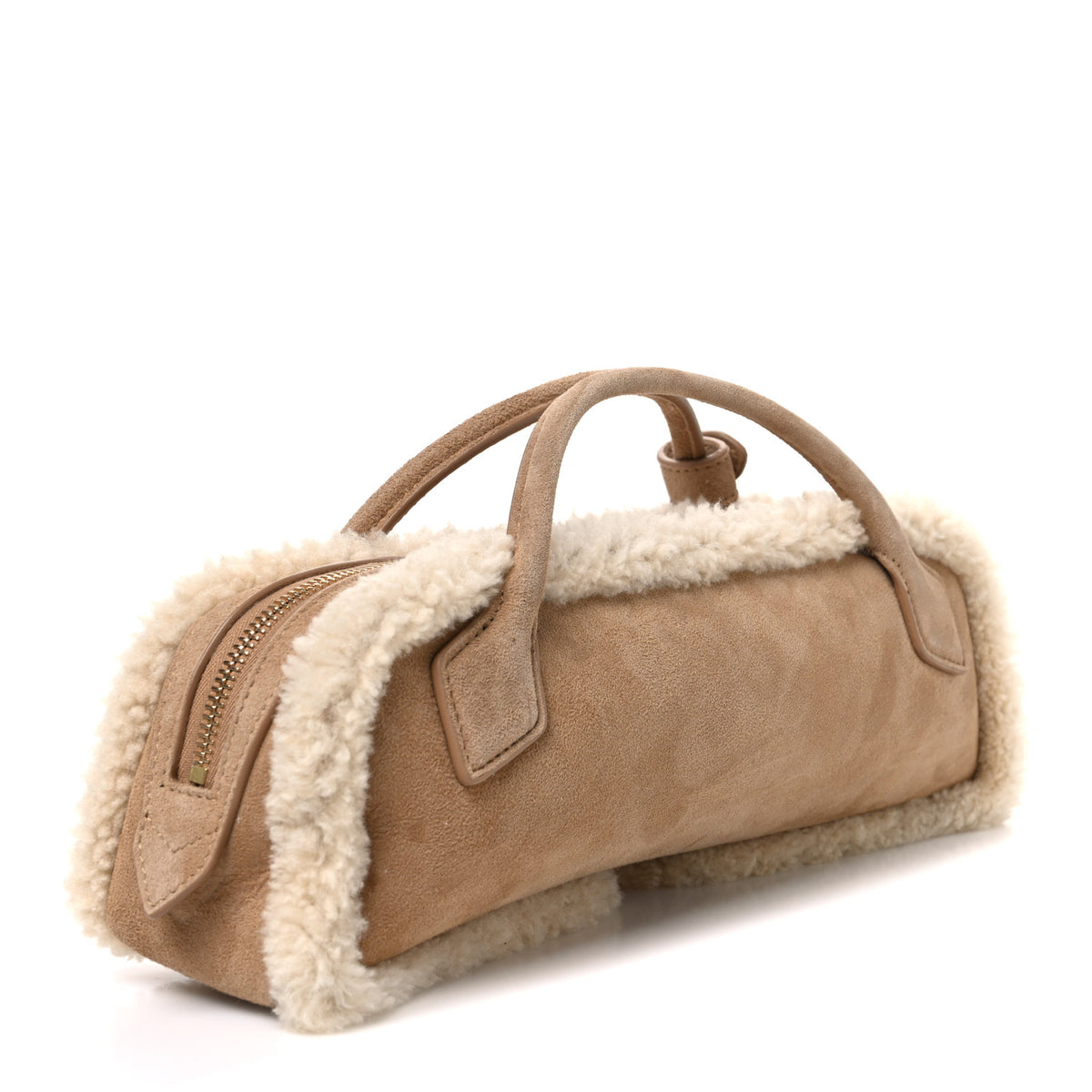 Alaia Suede Lambskin Merino Shearling Le Teckel Clutch Camel 3 of 10