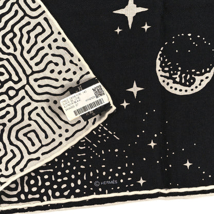 Hermes Silk Cashmere Clair De Lune Shawl 140 Black White 2 of 3